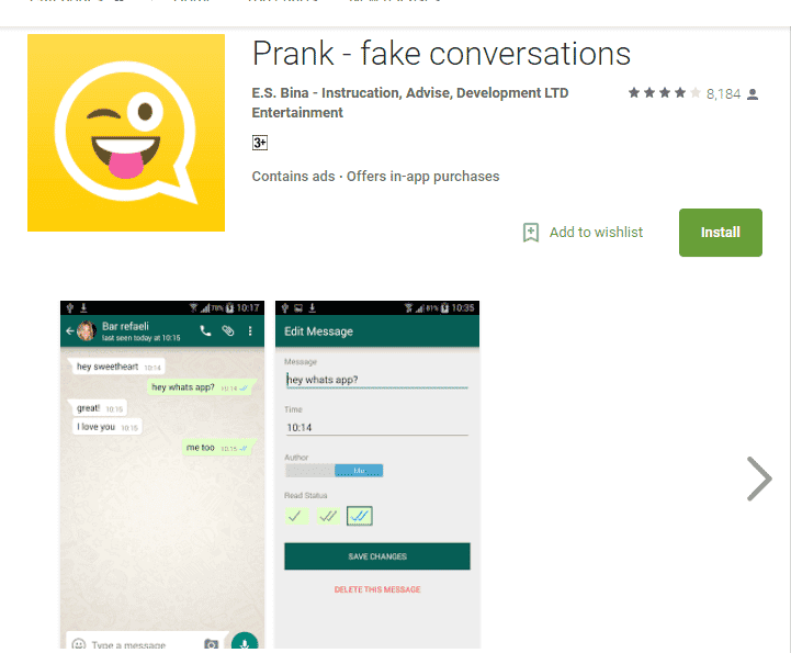 Fake WhatsApp chat