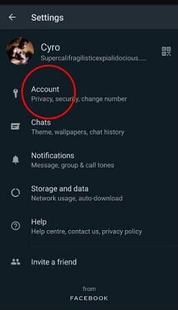 WhatsApp Account Settings