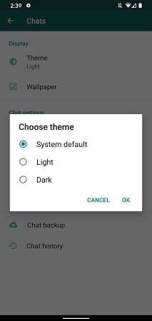 WhatsApp Dark Mode