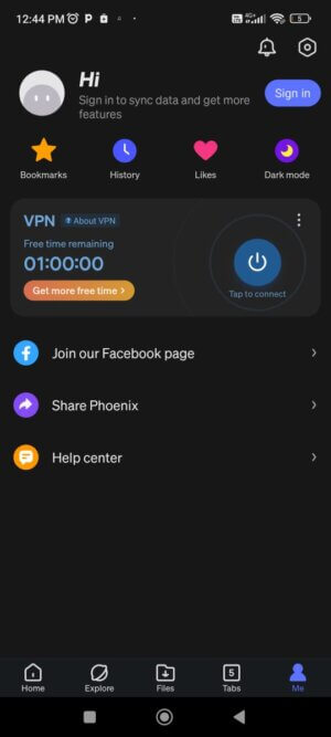 Phoenix Browser Dark Mode