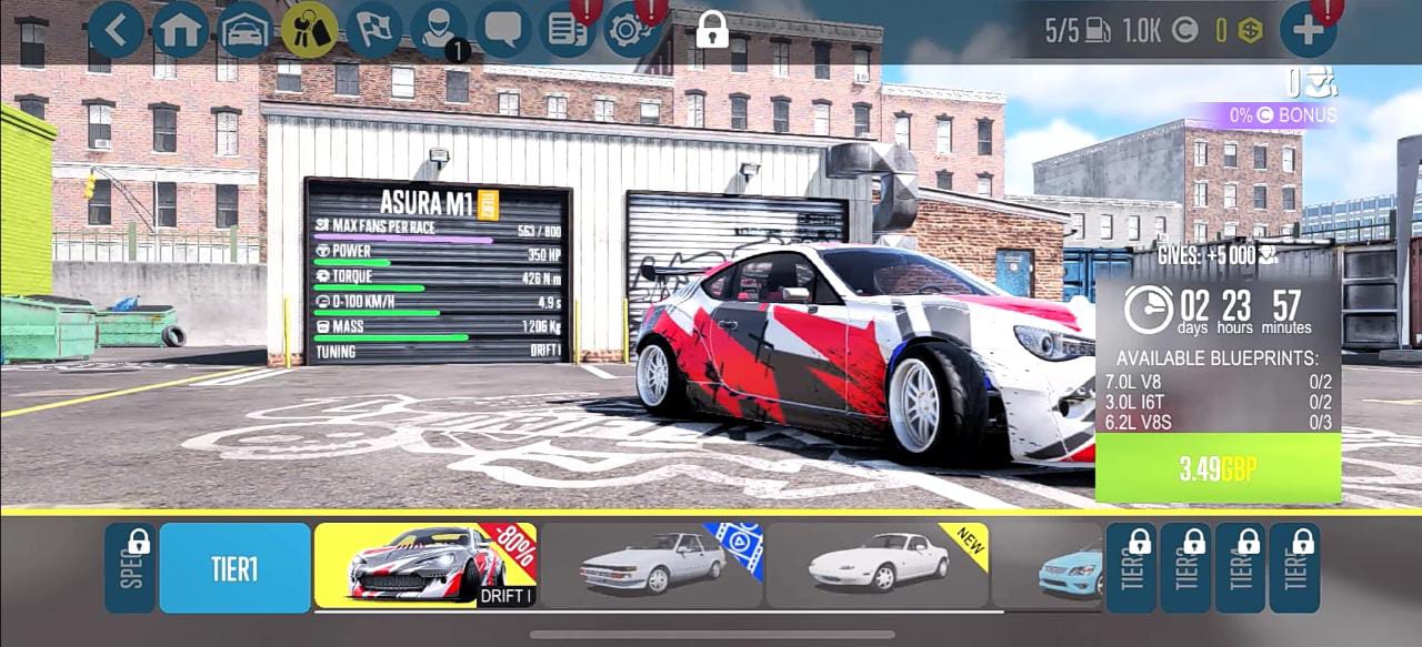 Balap Drift CarX 2 Choose cars